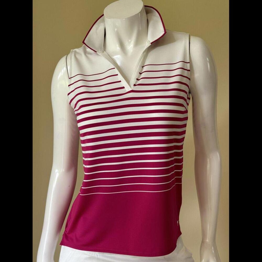 XL PUMA Womens MATTR Stripe Sleeveless Golf Polo